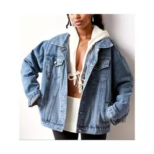 Women's Oversized Retro Washed Denim Jacket - Boyfriend Style Button- Coat with Drop Shoulder Sleeves, Front Pockets & Vintage Blue Wash |       Casual Fall/Winter Outerwear, Casual Attire |       Drop Shoulder Design |       Stylish Denim Coat