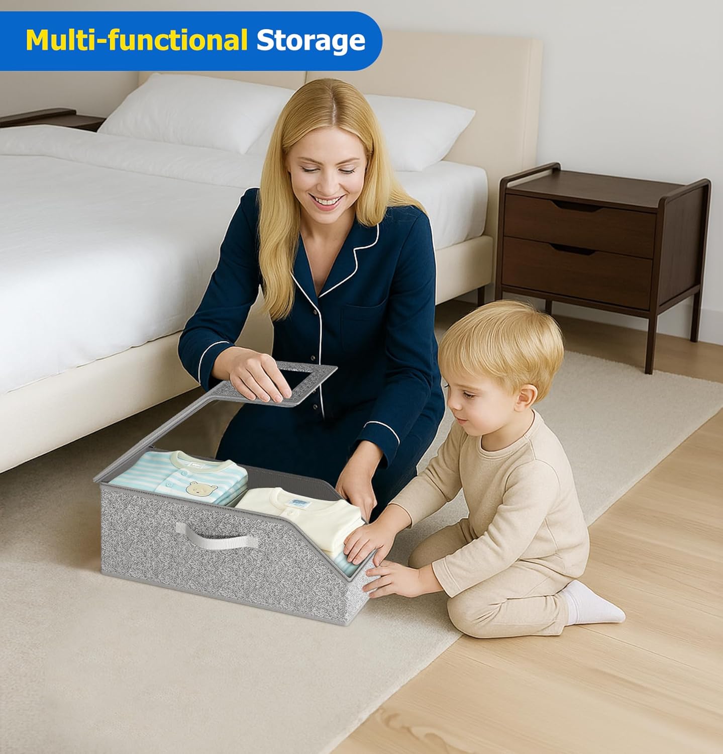 Hat Organizer for Baseball Caps Grey Storage Holder Container Holds Up to 12 Caps with Clear Window for Closet Organization