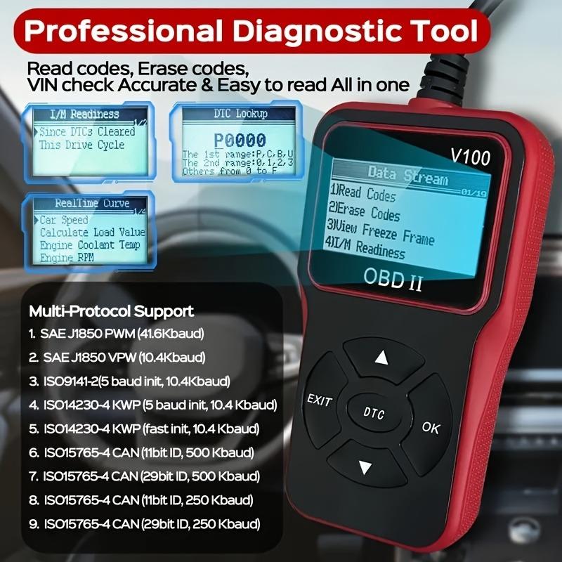 OBD2 Scanner Code Reader with 2.4" LCD Display - Advanced Diagnostic Tool for Engine Faults fault code