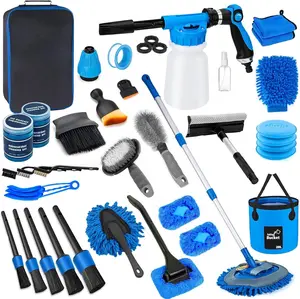 Wash Kit,  Detailing Kit with  ,  Wash Brush Mop and Large Folding Bucket Suitable for  Cleaning, Blue  Wash Set  for Men and Women