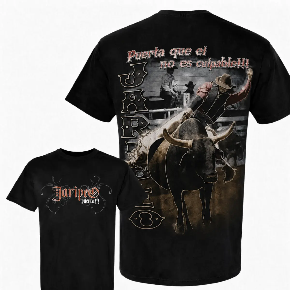 Jaripeo Puerta Shirt, Mexican Rodeo Bull Riding Tee, Charro Cowboy Graphic T-Shirt, Jaripeo Culture Apparel, Rancho Life Shirt, Mexican Cowboy Gift, Western Rodeo Shirt for Men, Latino Ranchero Clothing