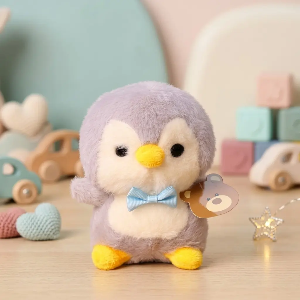 Cute Penguin Plush Stuffed Doll, Soft Huggable Penguin Stuffed Animal Toy with Lanyard & Bow Tie, Perfect for Birthday Gift and Home Decor