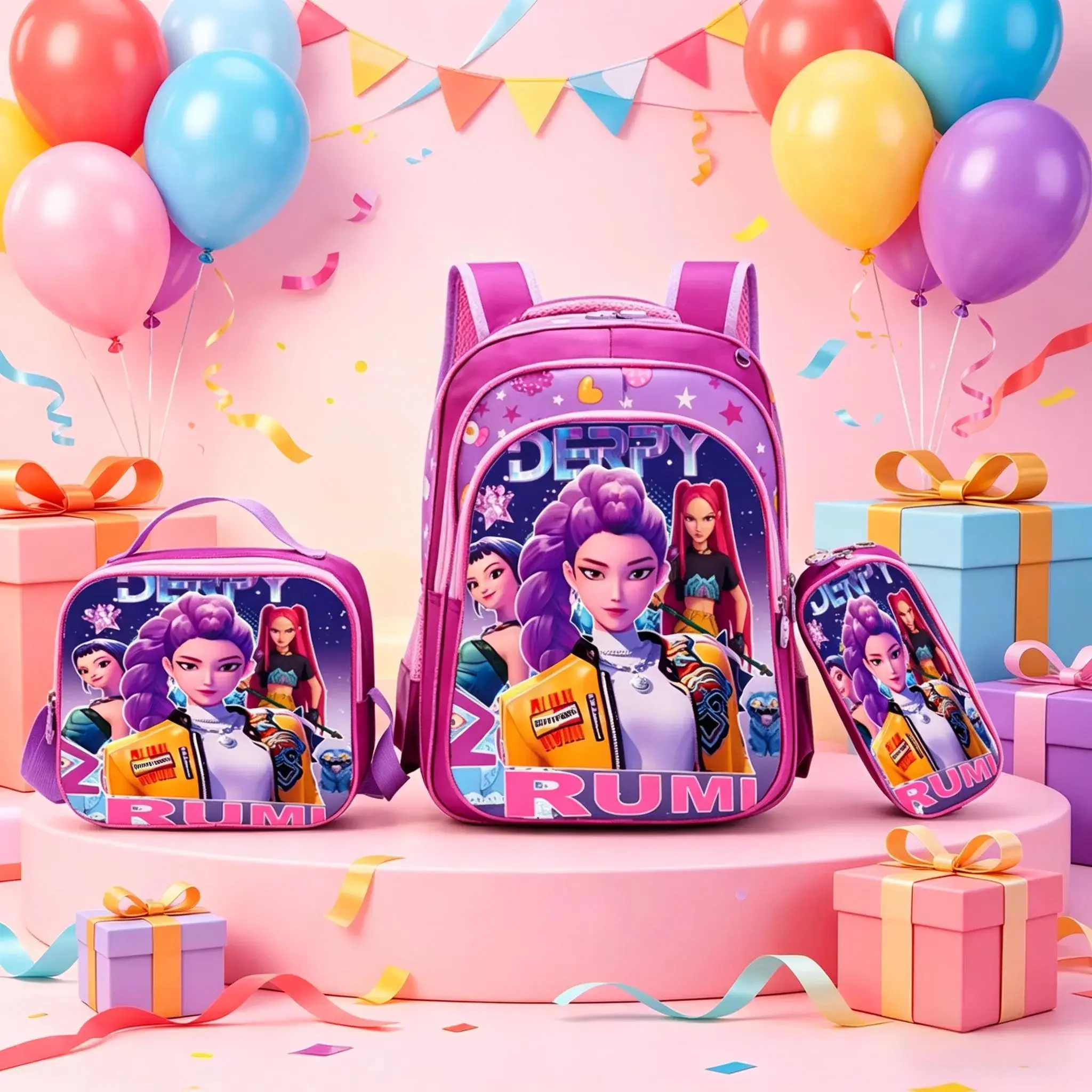 3Pcs  Backpack 3PCS Set| 16 Inch Kids School Backpack for Girls, Lunch Bag & Pencil Case, 2026 Must Have Back to School Gift for Teens