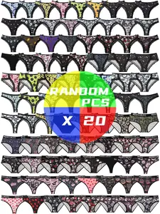 20pcs Random Women's Underwear, Gothic Print Alphabet Webbing Briefs, Comfortable Breathable High-Elastic Fitted Thongs, Sexy and Cute Intimates