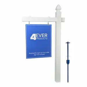 60 Inch Real Estate Sign Post with Ground Stake, Rider Clips, and Installation Hardware Included for Signs Up to 24 Inches Wide