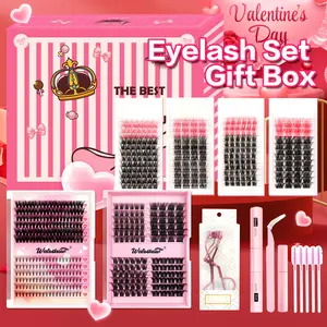 Fluffy Curling Fake Eyelash Set, 1 Set Mixed Length False Eyelashes with Eyelash Glue & Tweezers & Brush & Remover & Eyelash Curler, Eye Makeup Tool, Cosmetic