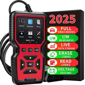 Car OBD2 Scanner Diagnostic Tool Code Reader, Car Voltage Tester Engine Fault Code Scanner, Charging Tester Diagnostic Tool For OBDII Protocol Cars V519-red