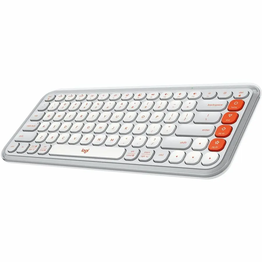 Logitech Pop Icon Keys Compact Wireless Keyboard, White/Orange 920-012935