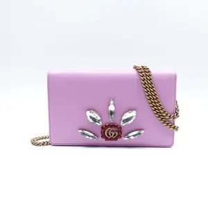 Pre-owned GUCCI GG leather Crossbody Bags Gucci Marmont Wallet On Chain Pink Crossbody Bag T10398955