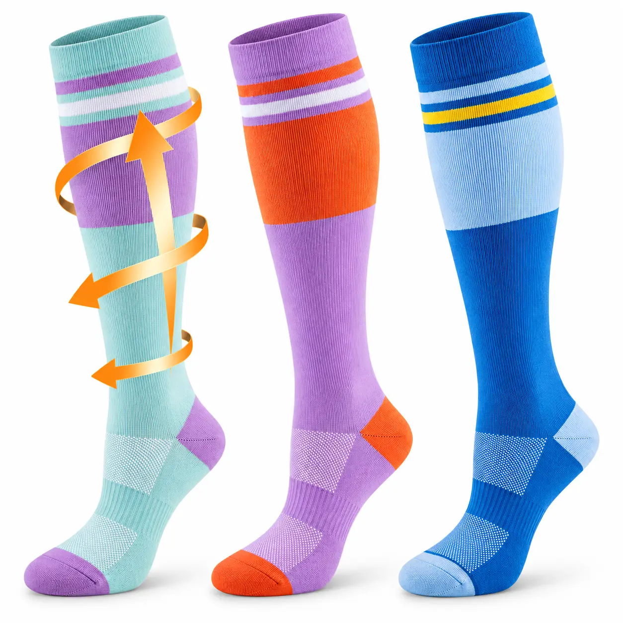 Zoe Cubby Unisex Knee-High Sports Compression Athletic Socks (3-Pair) - Polyamide Blend Spandex Socks for Adults, Gym Workouts, Road Trips, Machine Washable, All-Season Breathable (3 pair per customer for this link)