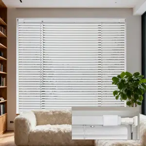 No Tools No Drill 1" Cordless Mini Horizontal Light Filtering Vinyl Blinds for Indoor Windows, 28.5"W x 36"H, White