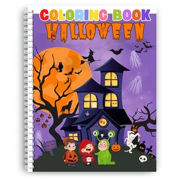 Halloween Coloring Book for Kids. Spooky but Cute Halloween Coloring Pages. Host and Pumpkin Coloring Sheets. Spiral Bound, Thick Paper 199 GSM, Sheet Size 8.5x11 in.,