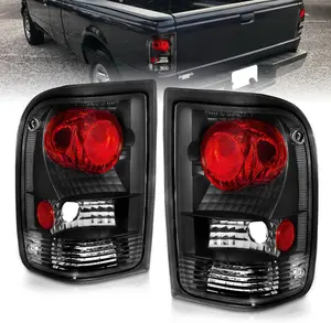 AmeriLite for 1993-1997 Ford Ranger Black JDM Replacement Brake Tail Lights Assembly Set - Passenger and Driver Side