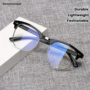 Modern Y2K Anti-Blue Light Eyewear – Lightweight Black Metal Frame, Anti-Eye Strain Lenses, Unisex for Daily Screen Time, Office & Gaming