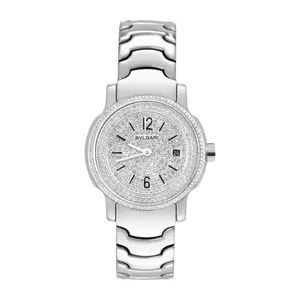 Bvlgari Bvlgari 29mm Quartz Stainless Steel Aftermarket Diamond Pave Case & Dial Bracelet Ladies Watch WHT023325