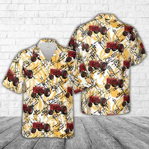 1950 International Harvester Farmall Style 3D Printing Summer Casual Loose Short Sleeve Shirt Street Men Menswear Top