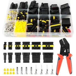 1004 count  Automotive Wire Connectors Kit, 37 Sets Electrical Connector Automotive Electrical Wiring Connectors Kit 1/2/3/4/5/6 Pin  Connectors with Ratchet Crimping Tool Wired Jack Switch