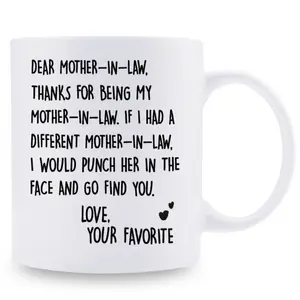 Ceramic Coffee Mug 1pc 11oz, 3A Grade, Best Gift for Mother-In-Law, Funny, Room Decoration, Summer And Winter Drinking, Birthday Gift, Holiday Gift, Christmas Gift, New Year Gift