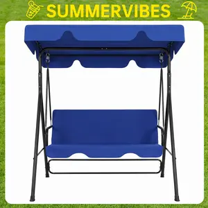 Outdoor Patio Swing with Adjustable Tilt Canopy,Seats 3, Washable Cushions, Rustproof Frame,Ideal for Garden, Balcony, Backyard, or Poolside tiktokshopspringglowup,summervibes