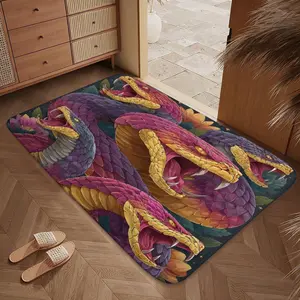 Viper Coils Designed Bath Mat, a Stylish Rug for Your Bathroom, Also Suitable As a Non-Slip Decorative Mat for Various Areas Like The Kitchen, Entryway, Bedroom, Living Room, And Outdoor Spaces