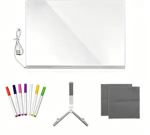 LED Acrylic Dry Erase Board, Light Up Message & Drawing Board with 7 Markers, USB Powered Glowing Note Board for Home, Office & Kids