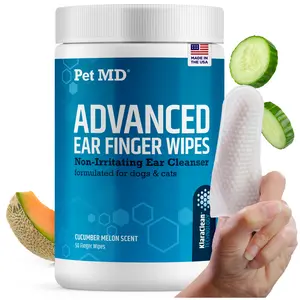 Pet MD Advanced Ear Finger Wipes for Dogs & Cats - Cucumber Melon -50ct