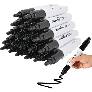 Size Permanent Markers, Black, 20 Pack, Large Permanent Markers,  Permanent Marker, 0.078"  Tip, 3 times larger capacity, Works  Plastic,,Stone,Metal and Glass