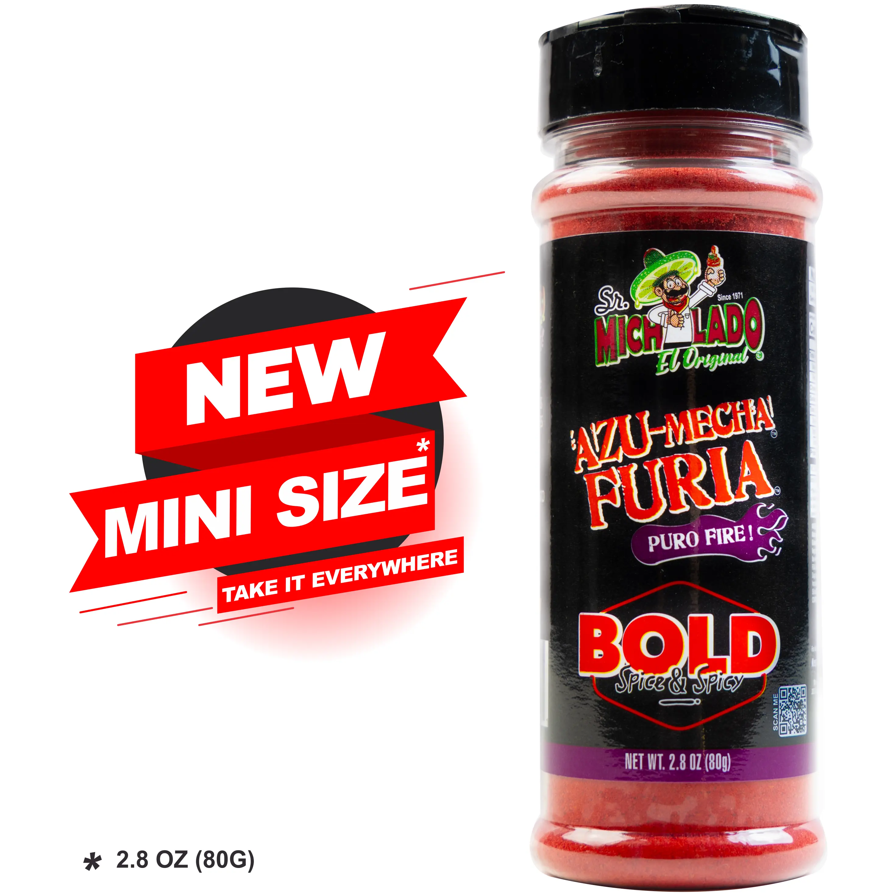 MINI Size Azu-Mecha Furia BOLD Snack Seasoning - Sr. Michelado - Bottle Snack Flavor powder MINI Size Azu-Mecha Furia BOLD Snack Seasoning - Sr. Michelado - Bottle Snack Flavor powder