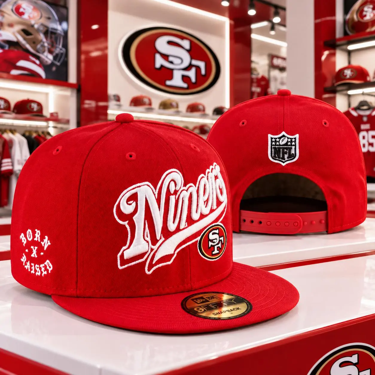 San Francisco Red Football Snapback Hat – Niners Embroidered Logo Flat Brim Adjustable Cap, Game Day Streetwear Fan Hat