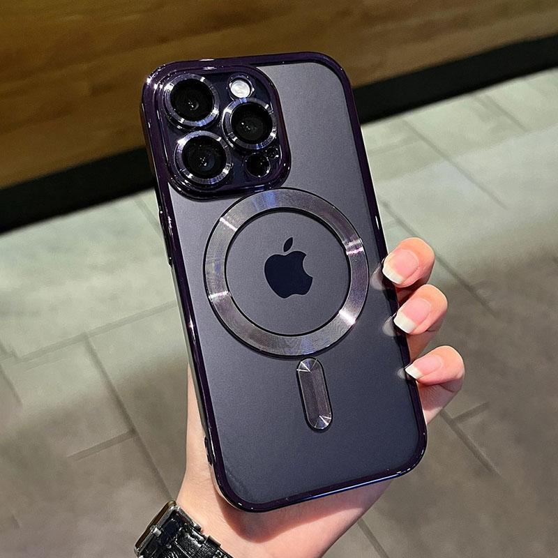 Luxury Magnetic For Magsafe Wireless Charge Plating Clear Case For iPhone 12 13 14 15 16 17 Air Pro Plus Max Shockproof Silicone Cover