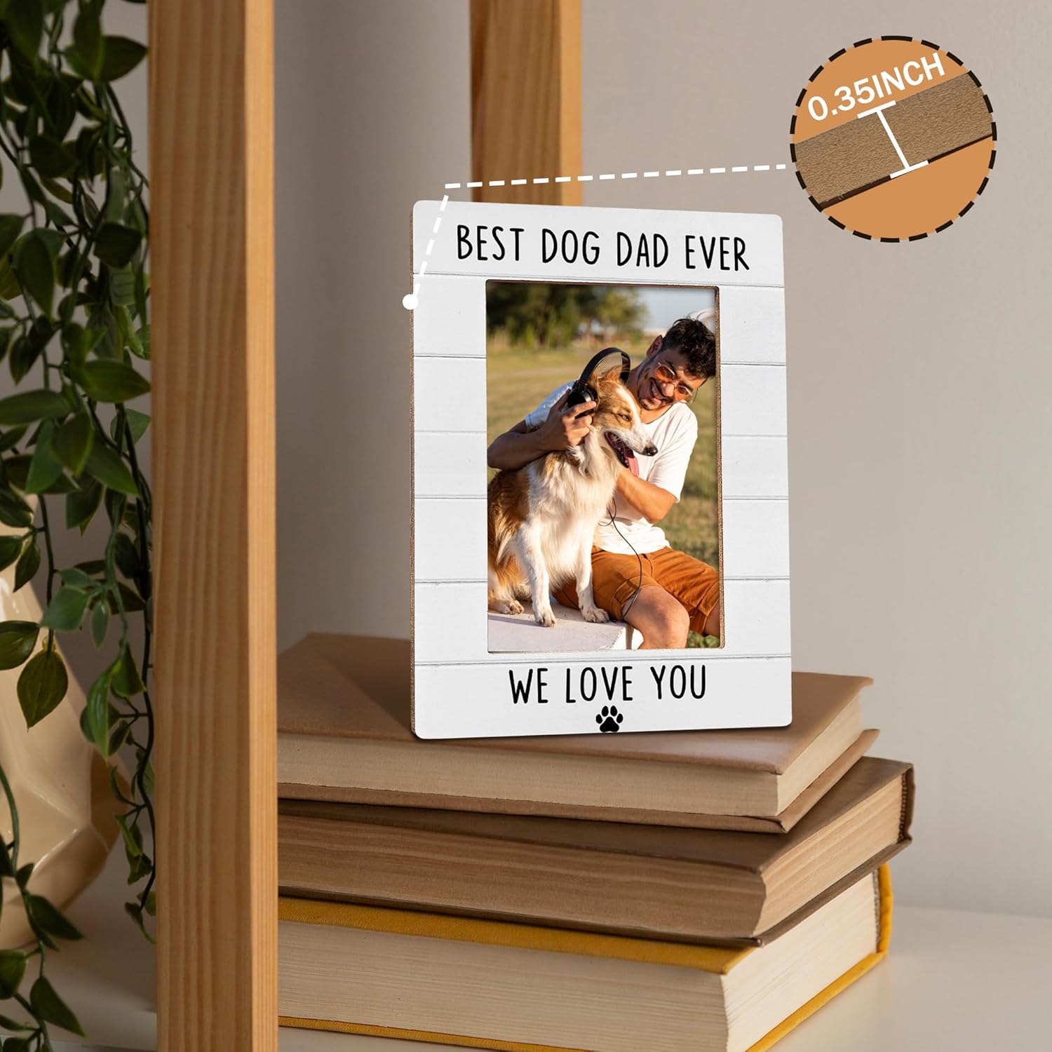 Dog Dad Picture Frame 4x6 – Father’s Day Gifts for Dog Dad, Wooden Pet Lover Photo Frame for Desk/Table, Unique Dog Father Gifts from Pet Lovers, Home Office Decor Picture Frame