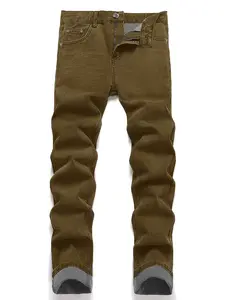 Men's Khaki Brown Classic Jeans - Slim straight fit, versatile and flattering on all body types, made with high-quality denim that's durable, breathable, and comfortable. Vintage-inspired and trendy, effortlessly elevates any outfit.For daily outings and