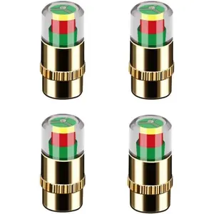 Car Tire Pressure Monitor Valve Stem Caps, 4pcs Sensor Indicator, 3-Color Eye Alert Design, Essential Vehicle Accessory
