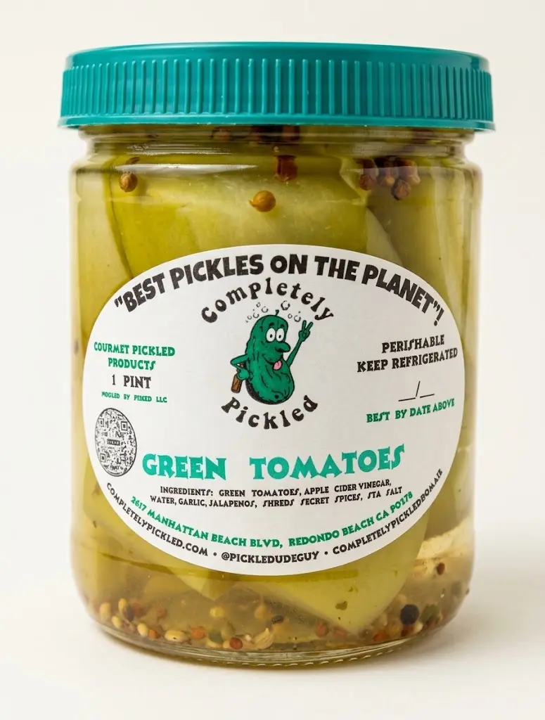 COMPLETELY PICKLED Green Tomatoes (Seasonal) – Green Tomatoes with Jalapeño, Apple Cider Vinegar, Sea Salt & Secret Spices