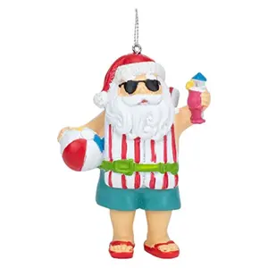 Ganz Beach Santa Christmas Tree Ornament 4 inch Multicolor