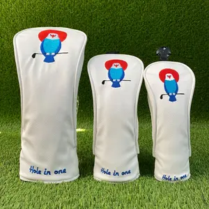Lucky bird golf club headcovers, fresh white  based style, wear resistant and scratch  proof, fit golf clubs, practical and with lucky meanings, top  choice accessories, Golf Accessory