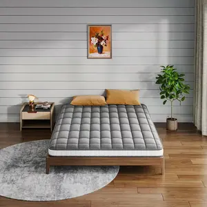 Modern minimalist design; breathable bamboo mattress/mattress topper; dark gray; thin memory foam mattress; bedroom mattress; sponge mattress; thin topper twin size summergarden