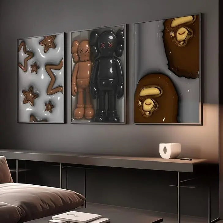 HypeBeast Set of 3 Room Decor, modren Women Art Hypebast Poster, Cool Wall Art Set, 3D Wall Art, HypeBeast Wall Art, Trendy Wall Art