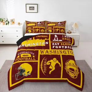 Feelyou Reversible Down Comforter Set - Rugby Theme Sports Bedding, Washington Football City Design, Multi-Size Travel-Friendly for Bedroom Use
