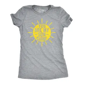 Womens You Are My Sunshine T Shirt Funny Summer Tee Cute Adorable Graphic Tee Funny Womens T Shirts Cute Vintage Fashion Casual Ladies T-Shirt Gift Funny Summer Top Women's Novelty Tees Light Grey