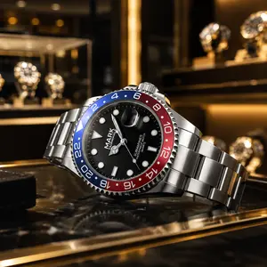 Men's waterproof watch, fashionable luxury steel band watch, suitable for parties and outdoor activities. Luminous watch, equipped with a single calendar function, the outer ring of the case can be rotated to allow you to read the time clearly. summervibe