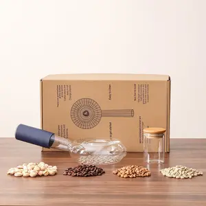 Portable glass coffee bean roaster High borosilicate glass manual home coffee roasting kit suitable for small batch roasting of nuts and coffee beans stove-safe (11.8 * 5.9 * 3.5)