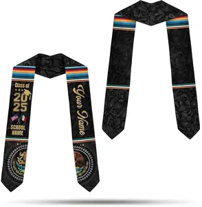 Customized Mexican Graduation Sash, Mexico Graduation Stole 2025, Mexican American Flag Graduation Sash
