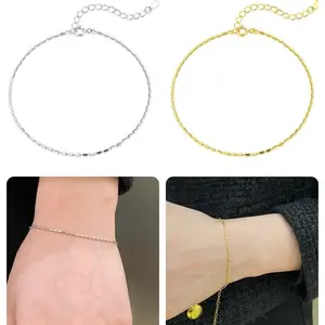 Pulsera Bead Bracelet - Sterling Silver 925 with 18k Plated Gold Center, Size 17cm x 5cm, Nickel and Lead Free, Gold Color Options Available