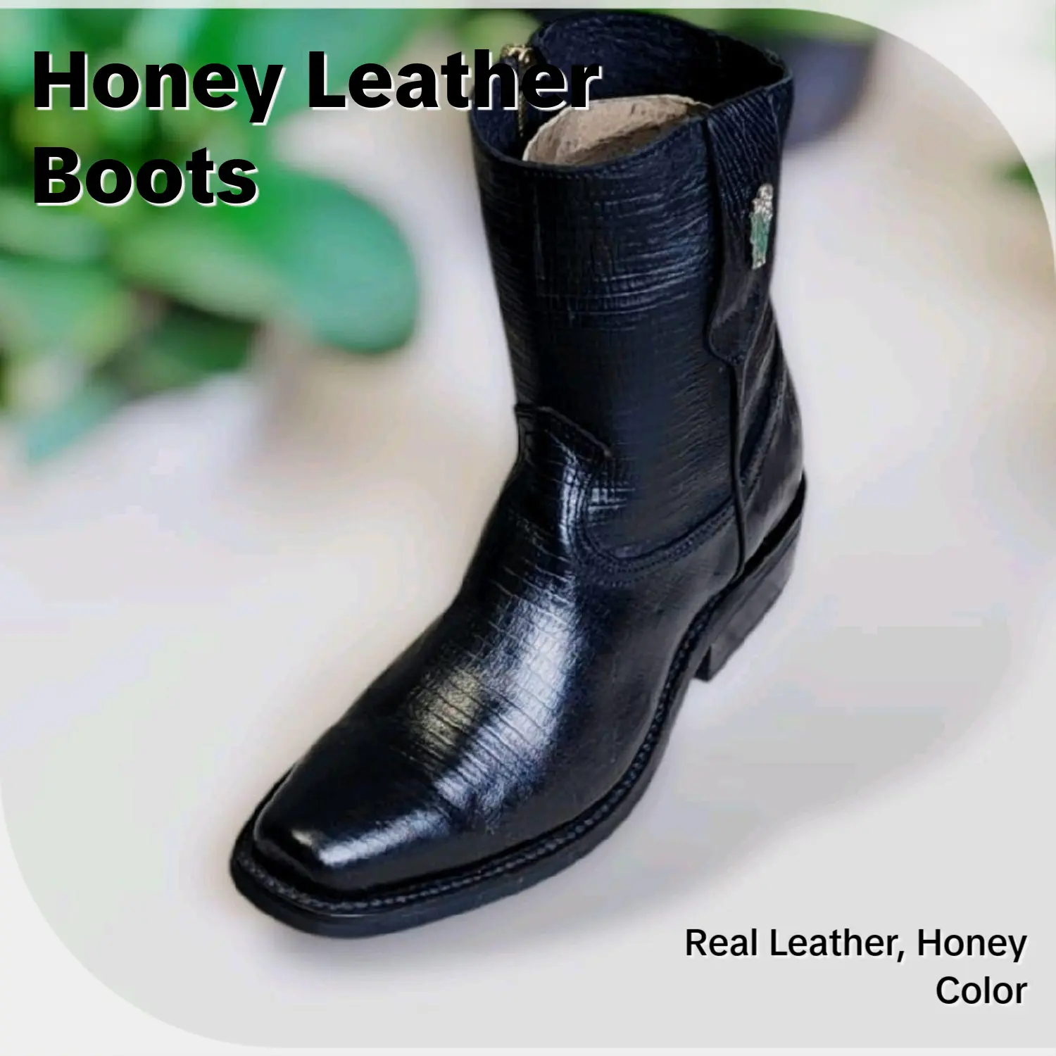 Comfort Bota Armadillo piel grabada Short Boots Footwear Men's Dress Boots Real Piel Honey Color with Zipper Closure Closed Work Design Leather Fashion Boot Walking Shoes Square Toe Botas