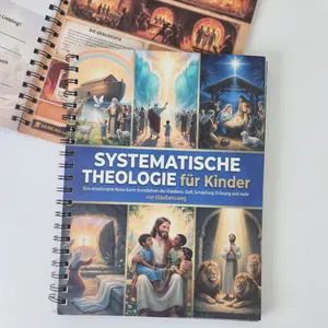 German-A5 Vintage Spiral Bound Notebook - Kids’ Christian Systematic Theology Workbook, Bible Story Faith Guide for Family, Vertical Office Stationery Planner