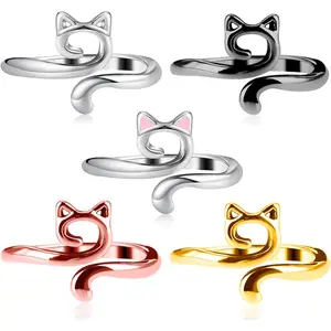 Knitting Crochet Loop Ring for Fingers, 5 count Metal Open Yarn Guide  Rings, Adjustable, Cute  Design for  Knitting,  for Crocheters
