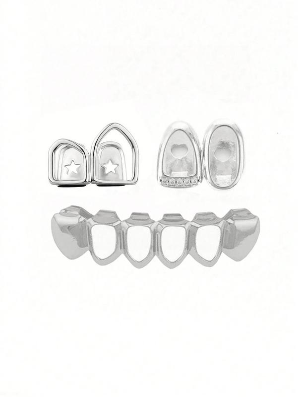 Hollow Oral Tooth Grillz Set with Zirconia Stones Double Top & 4 Hollow Bottom Teeth Hip Hop Street Style Unisex Jewelry Accessories Lightweight Silicone Festival Gift Hollow Oral Tooth Grillz Set with Zirconia Stones Double Top & 4 Hollow Bottom Teeth Hip Hop Street Style Unisex Jewelry Accessories Lightweight Silicone Festival Gift