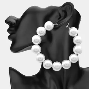 Oversized Pearl Hoop Earrings