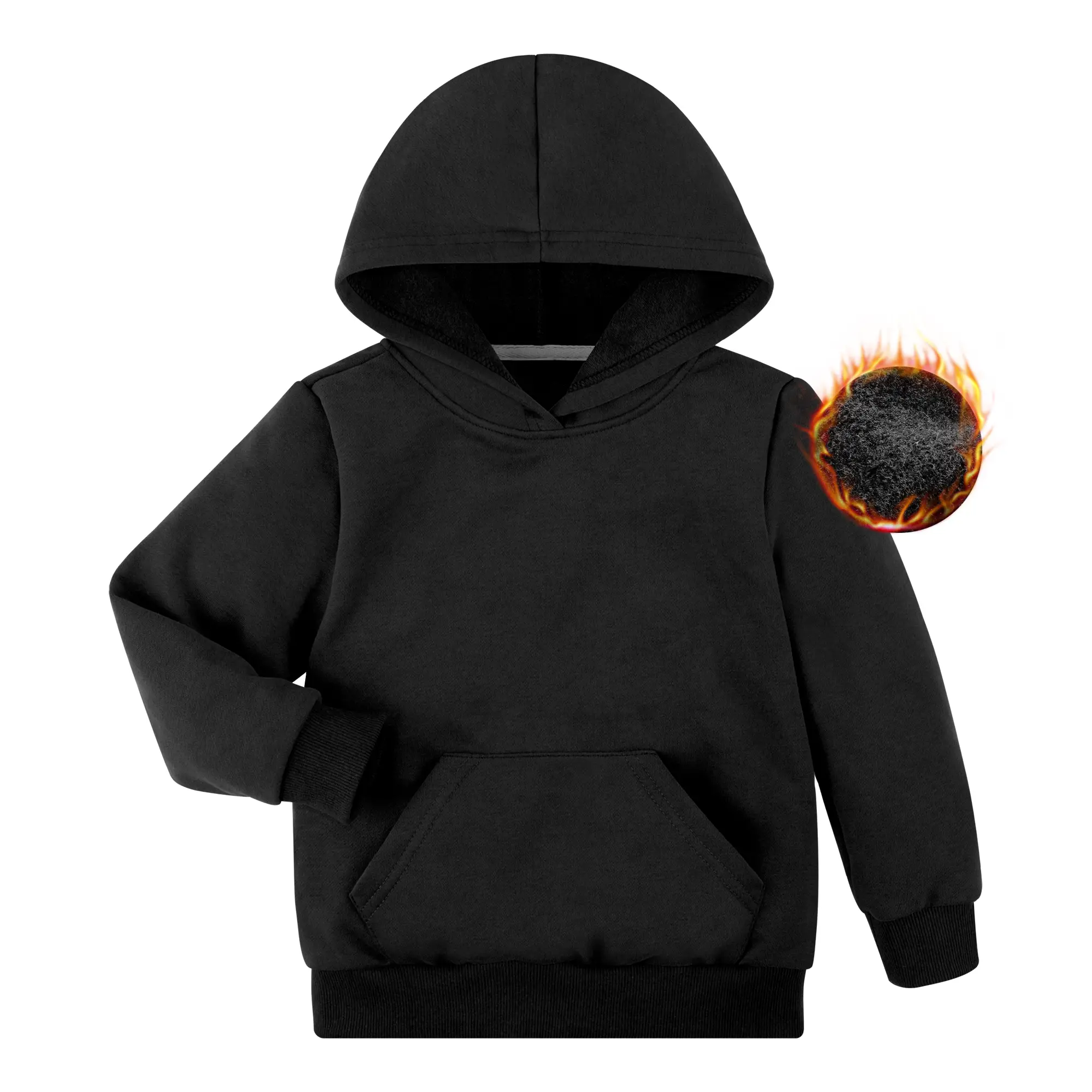 BIG ELEPHANT Boys Fleece Hooded Sweatshirt, Casual Long Sleeve Pullover Hoodie with Pocket, Warm Kids Sweatshirt for Everyday Wear